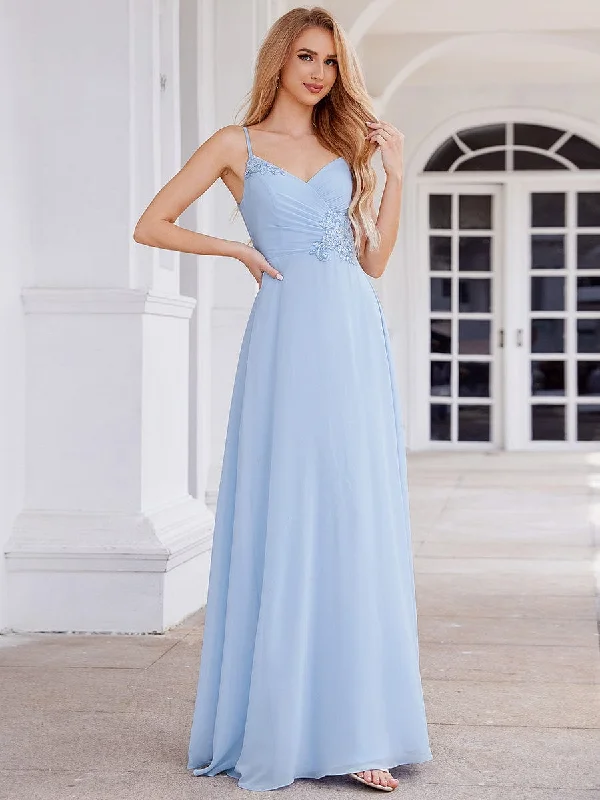 Shop More, Spend Less!Shop More, Spend Less!Elegant A-Line Applique Waist Sleeveless Bridesmaid Dress with V-Neck