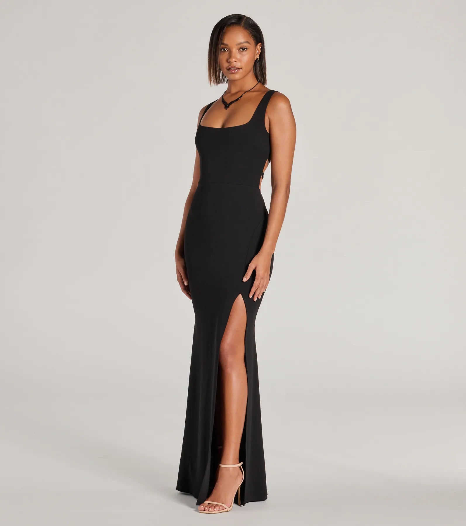 Savings You Can’t Ignore!Savings You Can’t Ignore!Everley Lace-Up Slit Mermaid Crepe Formal Dress