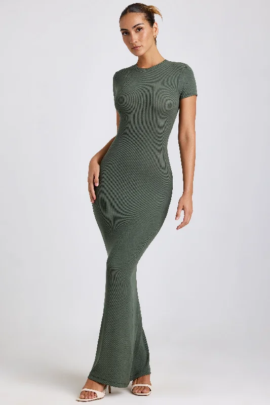 Buy One, Get One Free!Buy One, Get One Free!Ribbed Modal Maxi Dress in Khaki Green