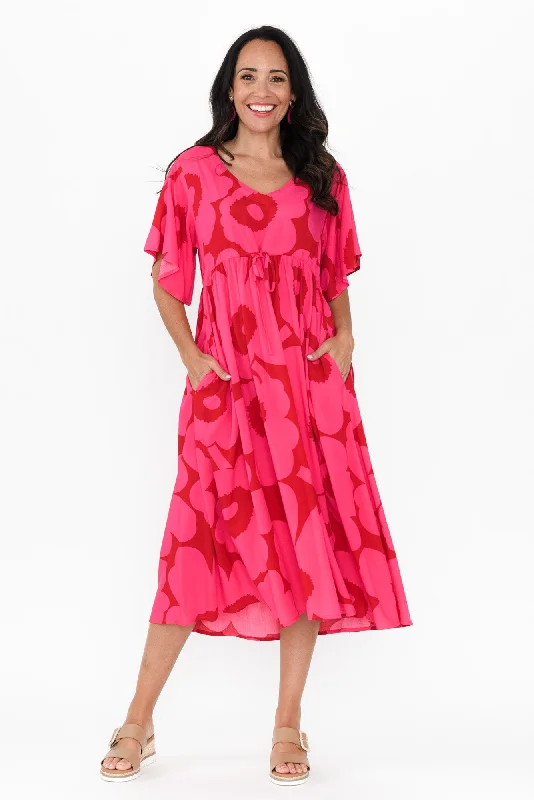 Unbeatable Prices!Unbeatable Prices!Jennifer Pink Flower Flutter Sleeve Dress