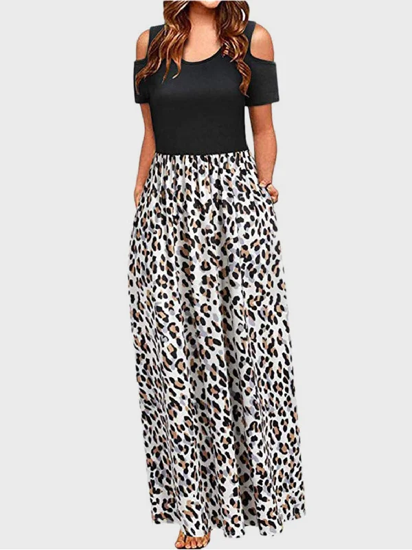 Unmissable Offers Await!Unmissable Offers Await!Leopard Cold Shoulder Maxi Dress