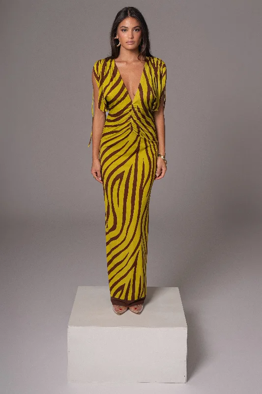 Crazy Discounts Inside!Crazy Discounts Inside!Lime Print Occasion Print Maxi Dress