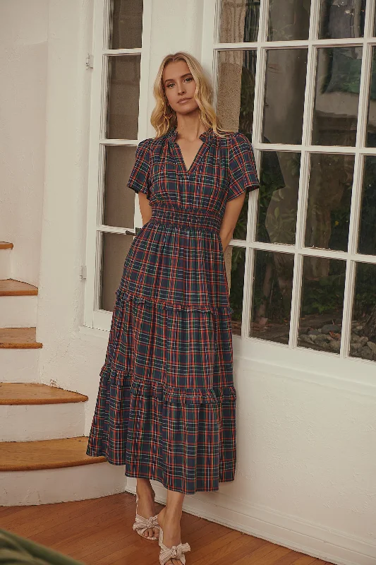 Your Discount is Waiting!Your Discount is Waiting!Miley Plaid Palmer Poplin Tiered Maxi Dress