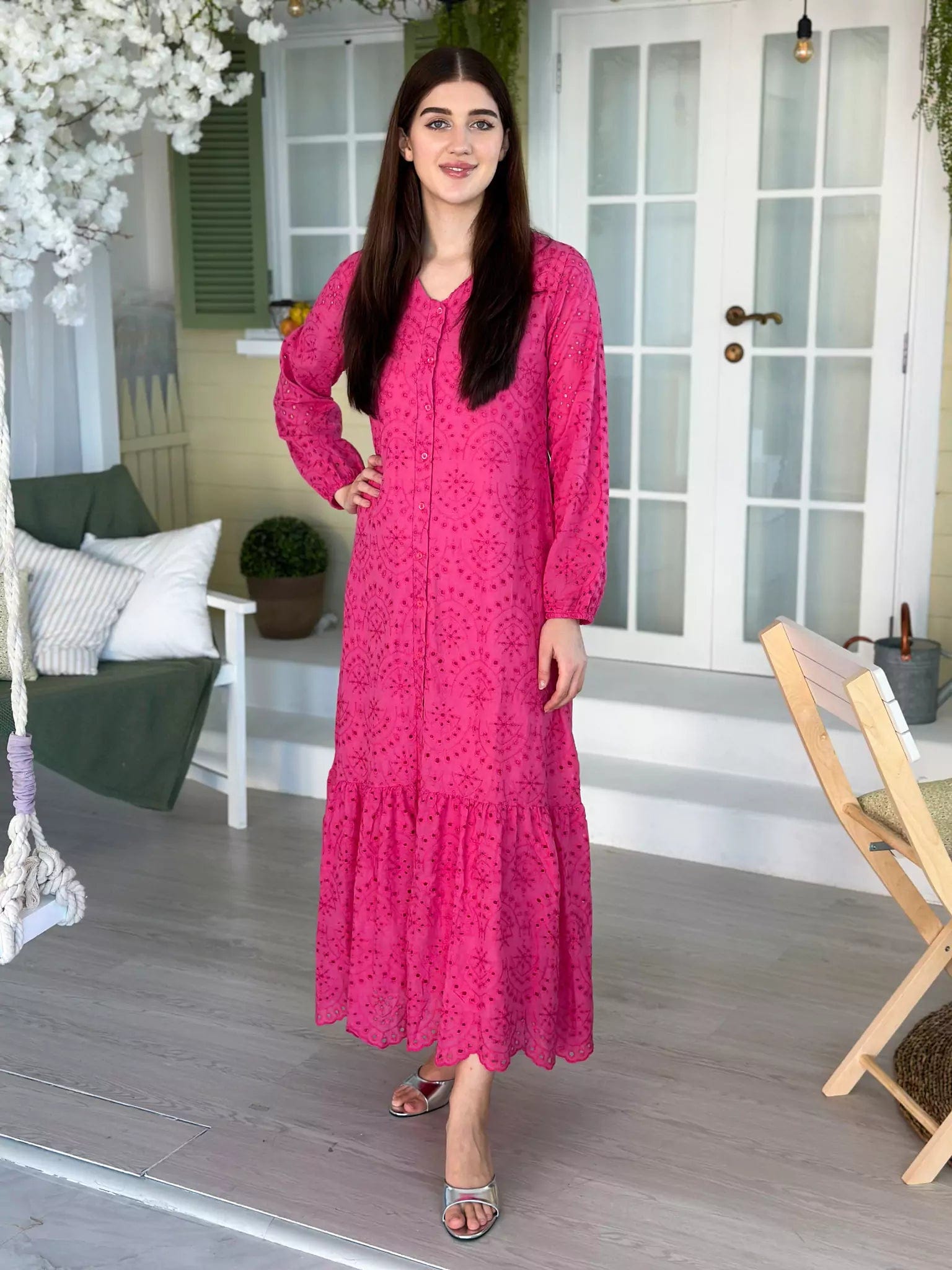 Limited Deals, Unlimited Savings!Limited Deals, Unlimited Savings!Moment Cut Work Embroidered Dress - Pink