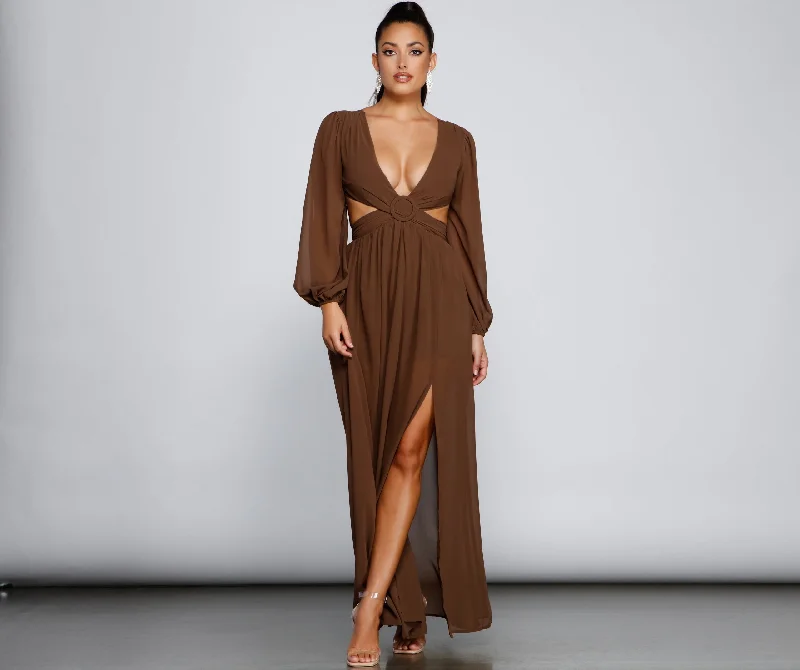 Limited Edition, Limited Price!Limited Edition, Limited Price!New Heights Chiffon Cutout Maxi Dress
