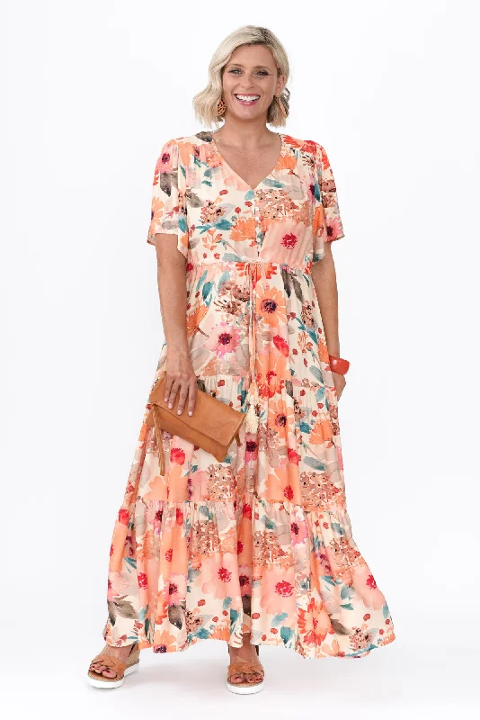 Price Drop Alert!Price Drop Alert!Otis Orange Floral Tie Dress
