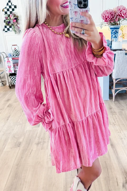 Every Deal is a Steal!Every Deal is a Steal!Velvet Ruffle Flounce Sleeve Mini Dress