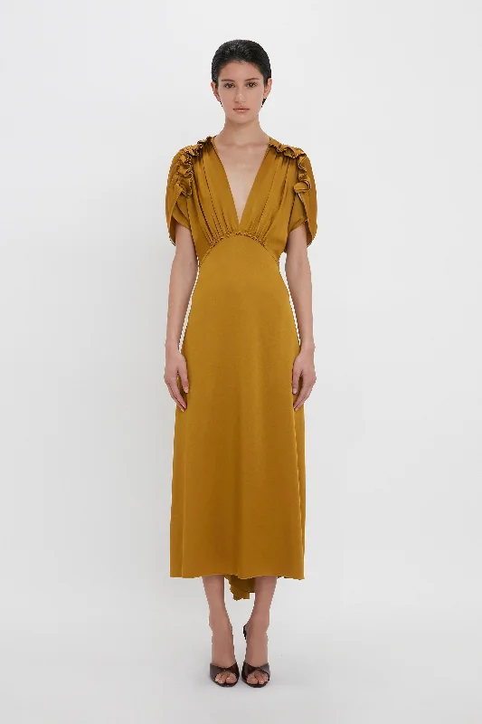 Your Wallet Will Thank You!Your Wallet Will Thank You!V-Neck Ruffle Midi Dress In Harvest Gold