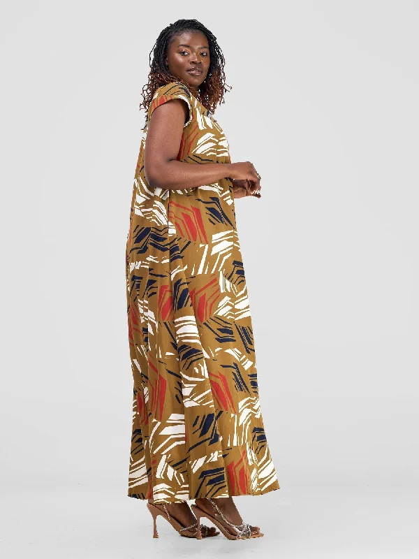 Shop Before It’s Gone!Shop Before It’s Gone!Basic Cap Sleeve Maxi Tent Dress - Brown / Red Print Shop Before It’s Gone!Shop Before It’s Gone!Basic Cap Sleeve Maxi Tent Dress - Brown / Red Print