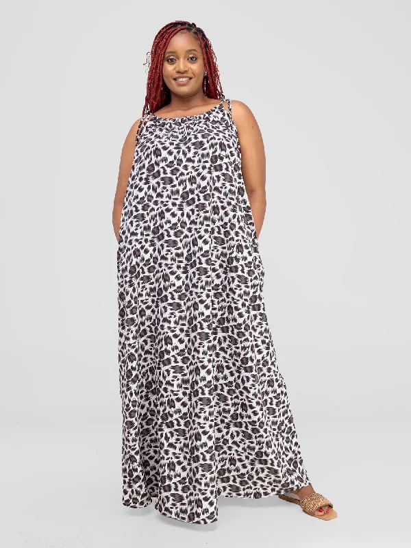 Seasonal Sale – Shop Now!Seasonal Sale – Shop Now!Maisha Strappy Maxi Dress - Black / Cream Print