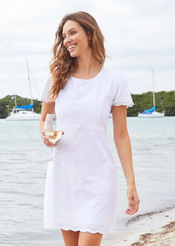 Act Fast – Limited Time Savings!Act Fast – Limited Time Savings!White Eyelet Short Sleeve Shift Dress