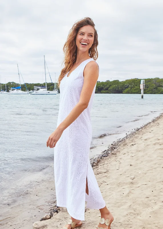 Everything Must Go!Everything Must Go!White Eyelet Side Slit Maxi Dress