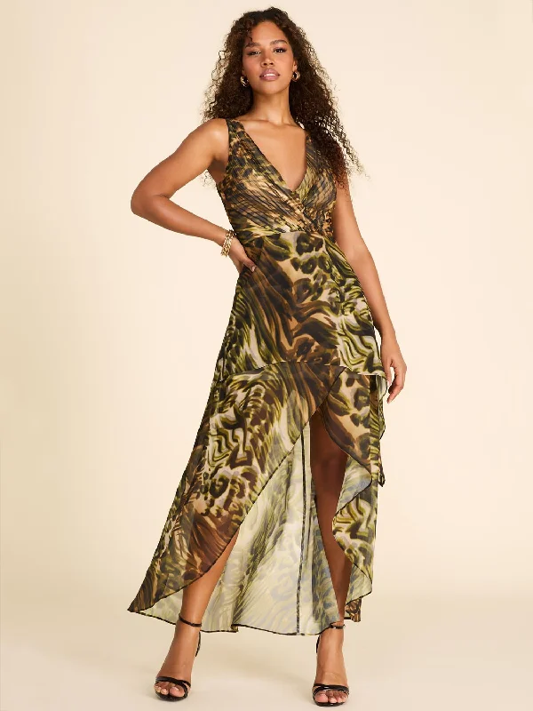 One Day Only – Huge Savings!One Day Only – Huge Savings!Animal Print Crossover High-Low Chiffon Midi Dress One Day Only – Huge Savings!One Day Only – Huge Savings!Animal Print Crossover High-Low Chiffon Midi Dress