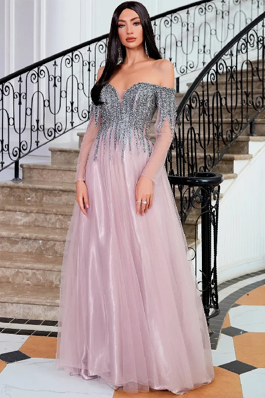 Special Offer – Act Fast!Special Offer – Act Fast!A Line Off the Shoulder Prom Dress with Beading
