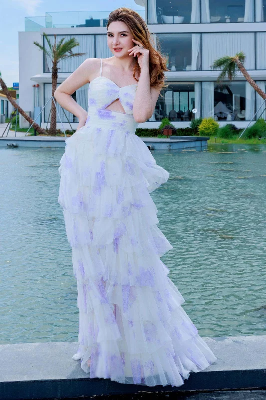 Score Big Savings Today!Score Big Savings Today!A-Line Sweep-Brush Train Figured Cloth Prom Dress CS0483
