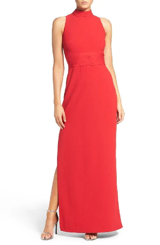 Huge Price Cuts Await!Huge Price Cuts Await!Aidan Mattox Chiffon High Neck Sleeveless Gown - Garnet Red
