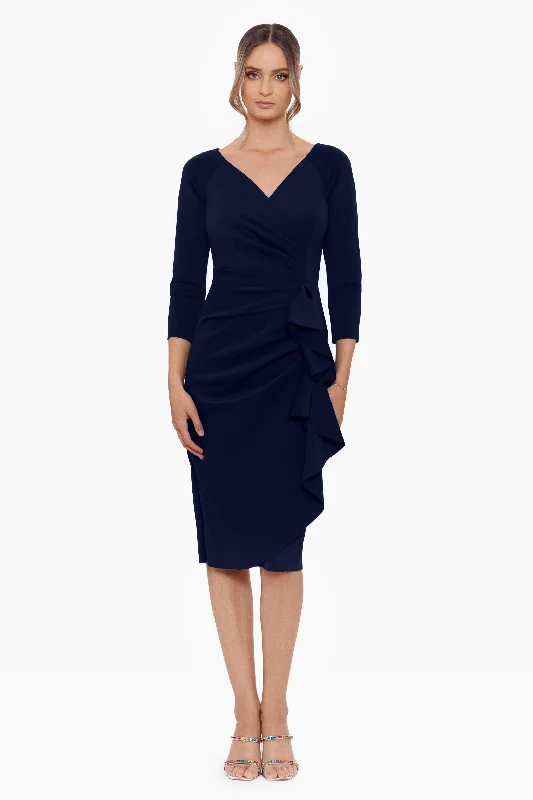 Today’s Deals, Tomorrow’s Regrets!Today’s Deals, Tomorrow’s Regrets!"Allie" Short Scuba Crepe Ruffle Long Sleeve