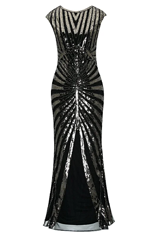 Limited Time Offer!Limited Time Offer!Black Mermaid 1920s Sequined Flapper Dress