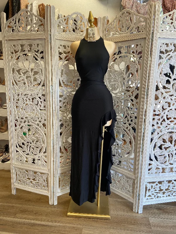 Mega Sale Happening Now!Mega Sale Happening Now!Black Ruffled Mock Neck Dress