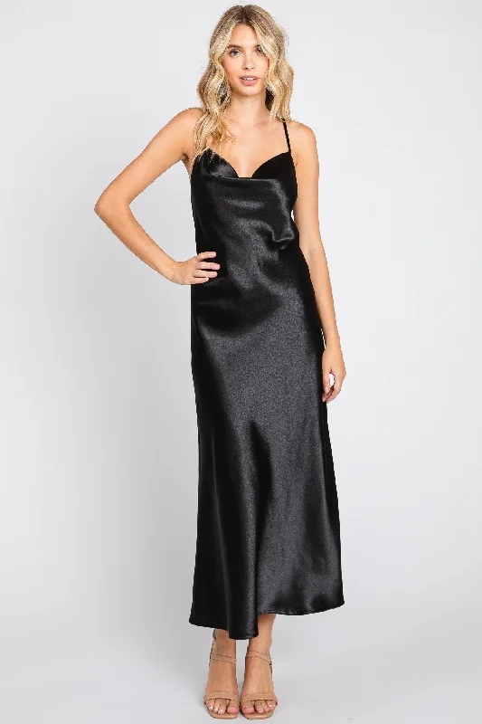 Best Offers of the Month!Best Offers of the Month!Black Solid Satin Cowl Neck Dress Best Offers of the Month!Best Offers of the Month!Black Solid Satin Cowl Neck Dress