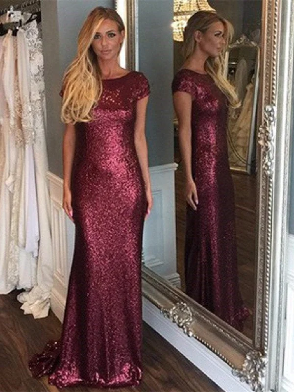 Get More, Spend Less – Shop Now!Get More, Spend Less – Shop Now!Cap Sleeve Long Sheath Sequin Bridesmaid Dresses, Wedding Part Dresses