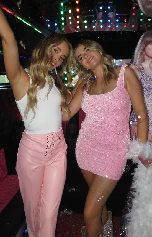 Limited Stock Available!Limited Stock Available!Charming Pink Sequin Mini Dress