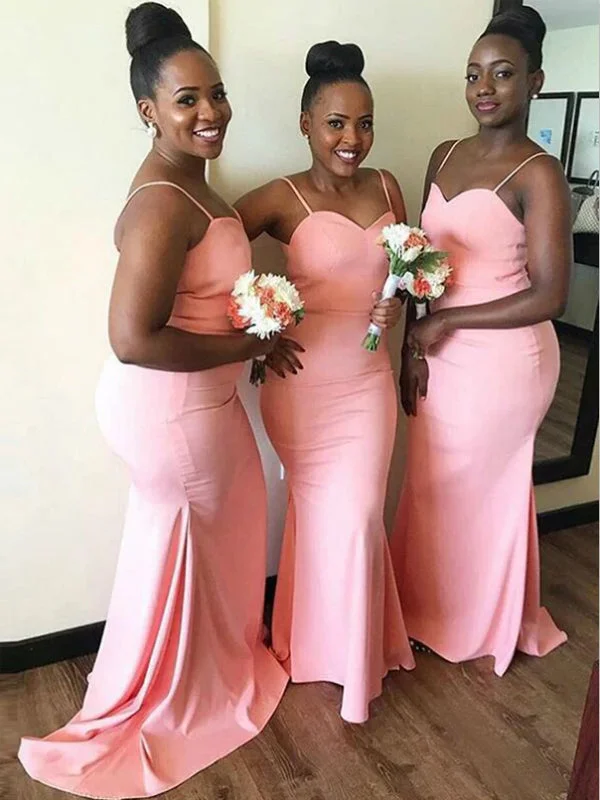 Your Shopping Spree Starts Here!Your Shopping Spree Starts Here!Cheap Spaghetti Straps Pink Mermaid Long Bridesmaid Dresses BD004