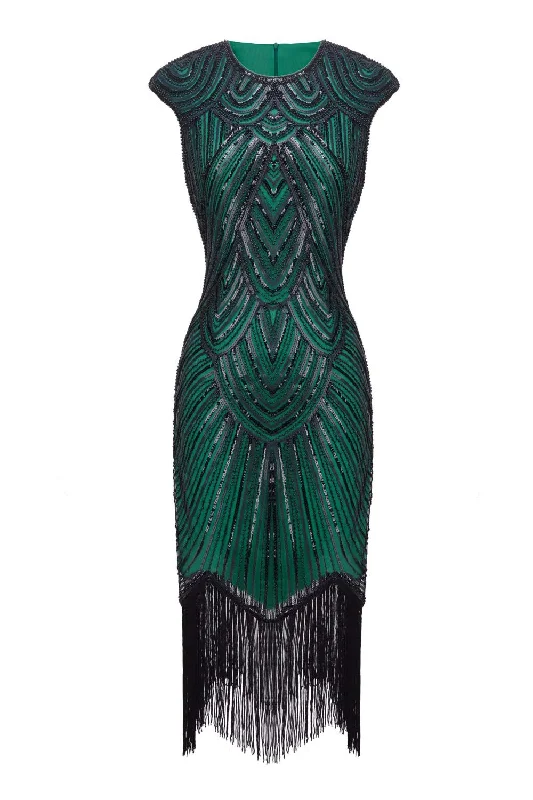 Amazing Prices You Can’t Resist!Amazing Prices You Can’t Resist!Green Sequin 1920s Fringe Flapper Dress