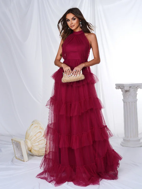 Your Favorite Sale is Back!Your Favorite Sale is Back!Halter Sleeveless Layered Hem Tulle Dress RM21406 Your Favorite Sale is Back!Your Favorite Sale is Back!Halter Sleeveless Layered Hem Tulle Dress RM21406