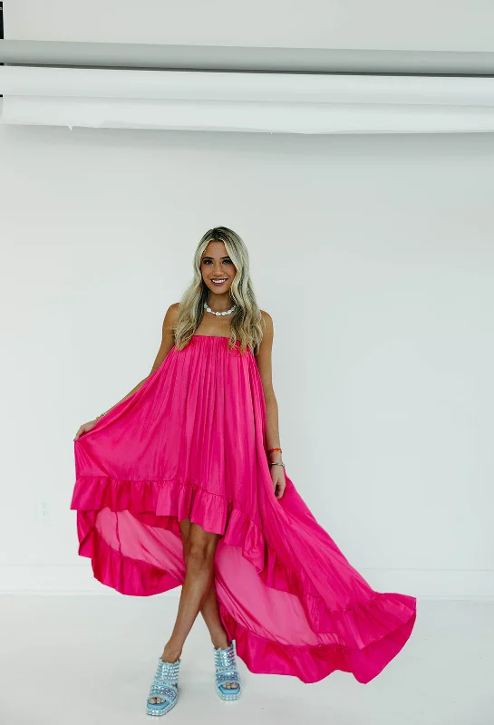 Limited Time Offer!Limited Time Offer!Here We Go High Low Dress - Fuchsia
