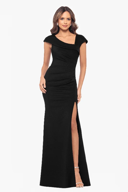 Hot Deals You Can’t Resist!Hot Deals You Can’t Resist!"Lenore " Long Asymmetrical Neckline Scuba Dress
