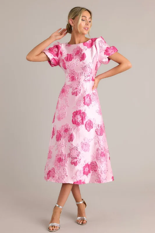 Stock Up and Save!Stock Up and Save!Luxe Living Light Pink Floral Jacquard Midi Dress Stock Up and Save!Stock Up and Save!Luxe Living Light Pink Floral Jacquard Midi Dress