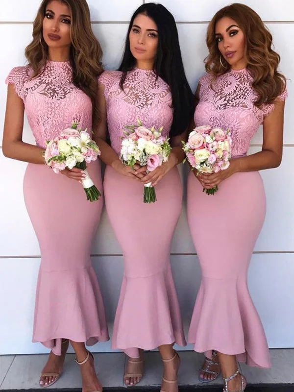 Hurry! While Supplies Last!Hurry! While Supplies Last!Mermaid Pink Lace Modest Bridesmaid Dresses,Wedding Guest Dress BD050 Hurry! While Supplies Last!Hurry! While Supplies Last!Mermaid Pink Lace Modest Bridesmaid Dresses,Wedding Guest Dress BD050