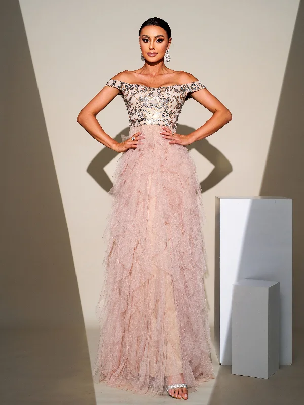 Shop Smart, Save Big!Shop Smart, Save Big!Off Shoulder Tulle Panel Bridesmaid Dress RM21259
