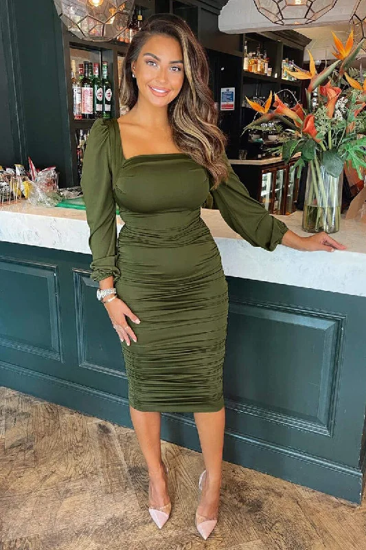 Your Shopping Wish, Our Discount Command!Your Shopping Wish, Our Discount Command!Olive Square Neck Ruched Midi Dress Your Shopping Wish, Our Discount Command!Your Shopping Wish, Our Discount Command!Olive Square Neck Ruched Midi Dress