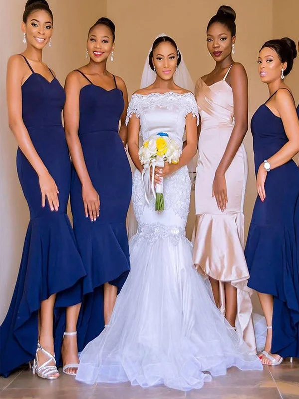 Upgrade for Less!Upgrade for Less!Spaghetti Straps High Low Navy Blue Mermaid Bridesmaid Dresses BD014 Upgrade for Less!Upgrade for Less!Spaghetti Straps High Low Navy Blue Mermaid Bridesmaid Dresses BD014