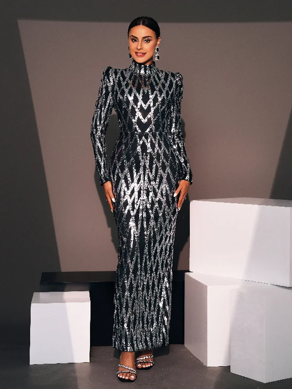 Amazing Prices You Can’t Resist!Amazing Prices You Can’t Resist!Stand Collar Geometric Sequin Split Dress RJ11179 Amazing Prices You Can’t Resist!Amazing Prices You Can’t Resist!Stand Collar Geometric Sequin Split Dress RJ11179