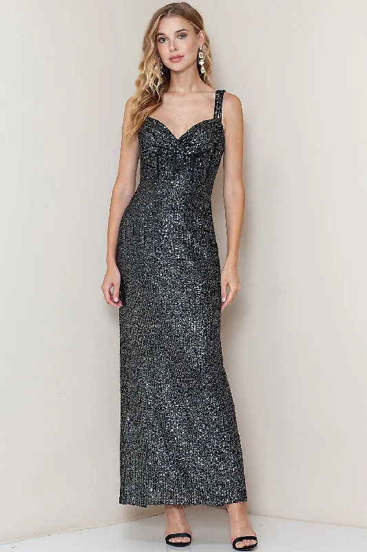 Exclusive Offers You’ll Love!Exclusive Offers You’ll Love!Sweetheart Neckline Charcoal Back Slit Dress