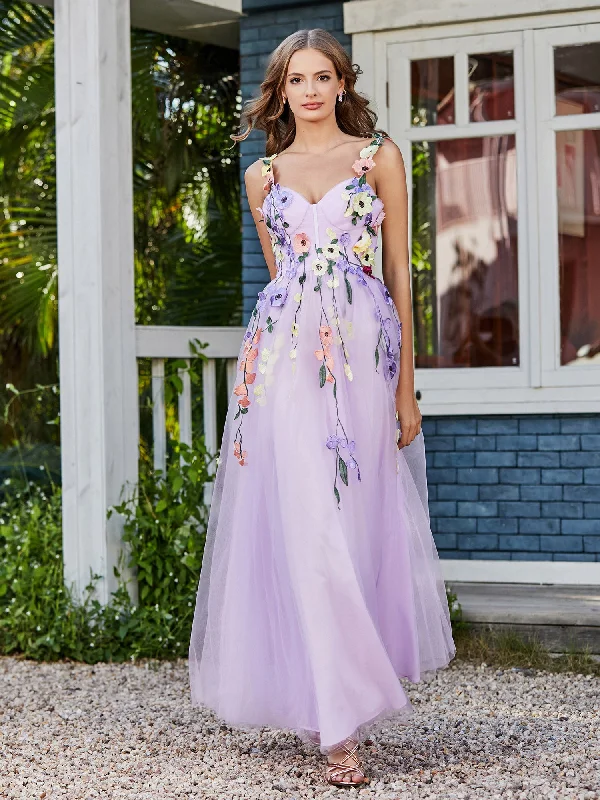 Shop Before It’s Gone!Shop Before It’s Gone!Tea Length Floral Tulle Gown Lilac
