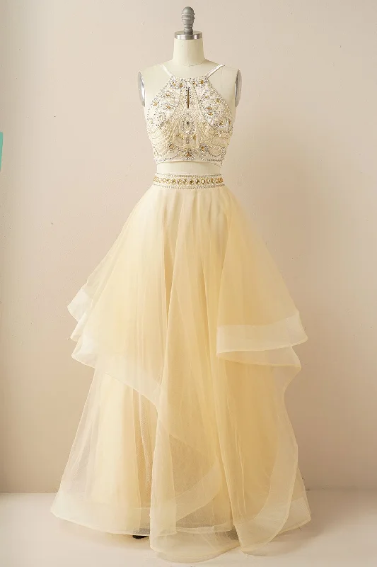 Shop Today, Save Tomorrow!Shop Today, Save Tomorrow!Two Pieces Halter Beaded Prom Dress
