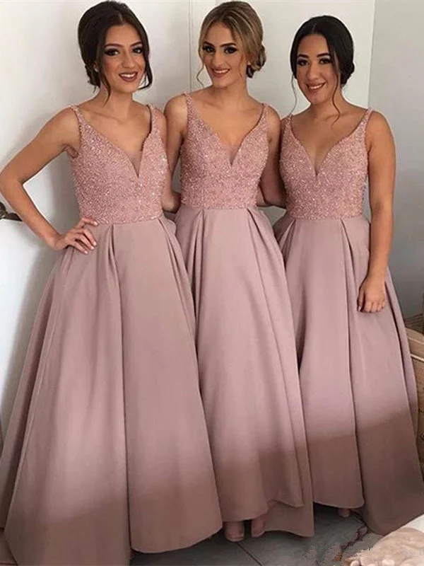 Incredible Savings Inside!Incredible Savings Inside!V-neck A-line Dusty Pink Beaded Bridesmaid Dresses, Long Bridesmaid Dresses Incredible Savings Inside!Incredible Savings Inside!V-neck A-line Dusty Pink Beaded Bridesmaid Dresses, Long Bridesmaid Dresses