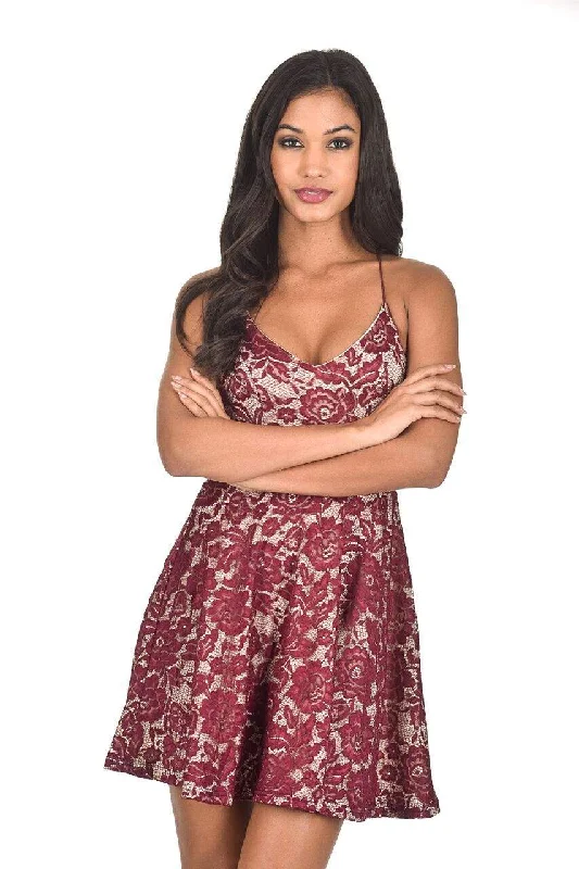 Crazy Discounts Inside!Crazy Discounts Inside!Wine Strappy Skater Dress