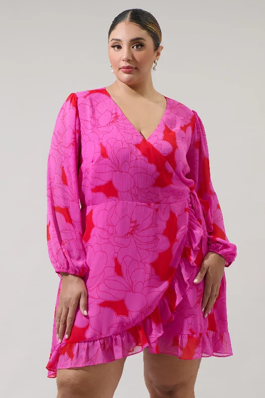 Shop the Hottest Deals!Shop the Hottest Deals!Zalea Floral Mini Wrap Dress Curve
