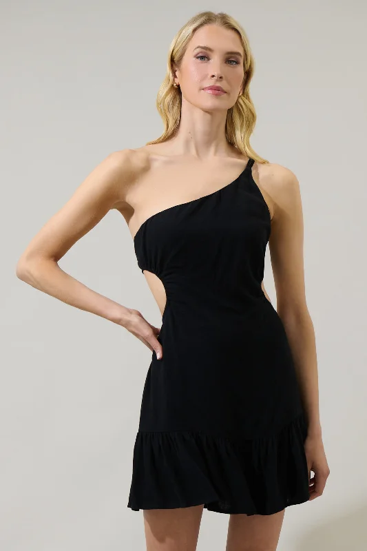 Today Only – Don’t Miss It!Today Only – Don’t Miss It!Zaya One Shoulder Cutout Ruffle Mini Dress
