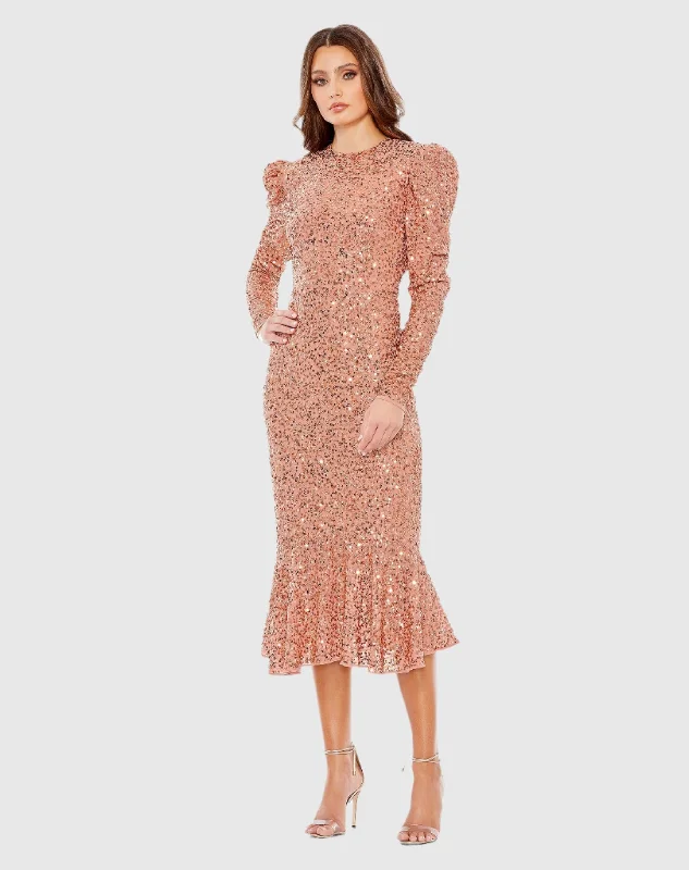 Today’s Deals, Tomorrow’s Regrets!Today’s Deals, Tomorrow’s Regrets!Sequined Long Sleeve High Neck Trumpet Dress