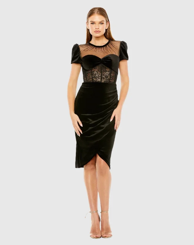 Mega Sale Happening Now!Mega Sale Happening Now!Short Sleeve Sheer Top Lace Bustier Dress Mega Sale Happening Now!Mega Sale Happening Now!Short Sleeve Sheer Top Lace Bustier Dress