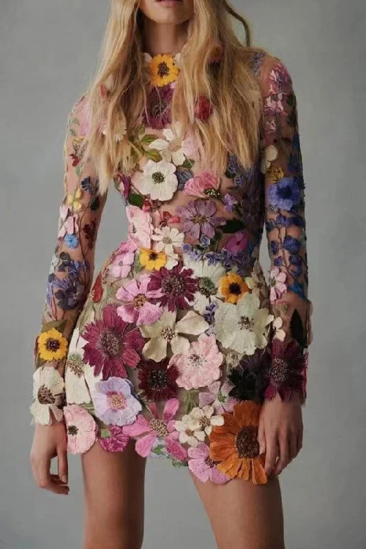 Lowest Prices Guaranteed!Lowest Prices Guaranteed!3D Floral Embroidery Stunning Mini Dress