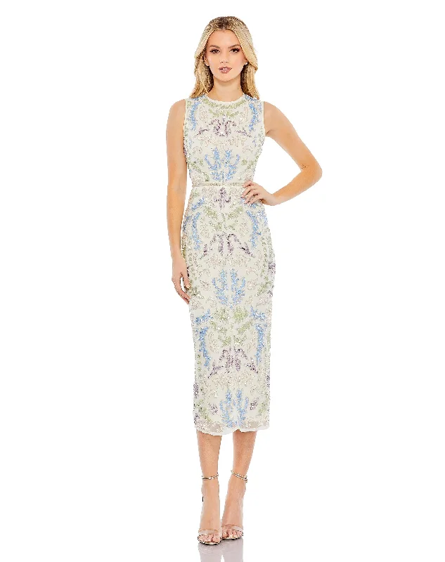 Time to Snag a Bargain!Time to Snag a Bargain!Sleeveless Sequined High Neck Tea Length Dress Time to Snag a Bargain!Time to Snag a Bargain!Sleeveless Sequined High Neck Tea Length Dress