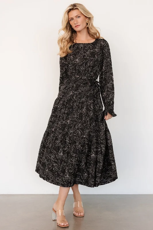 Save Up to 50% Off!Save Up to 50% Off!Ashlyn Long Sleeve Dress | Black Print