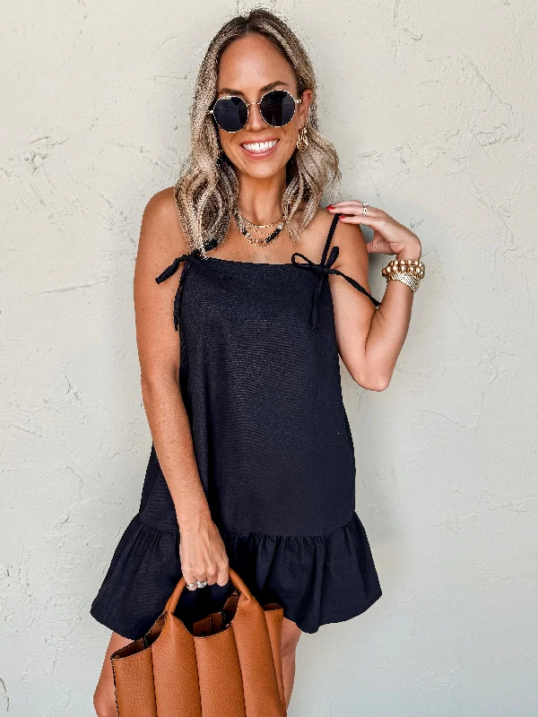 Hottest Discounts of the Year!Hottest Discounts of the Year!Kind Glance Bow Trim Mini Dress-Black